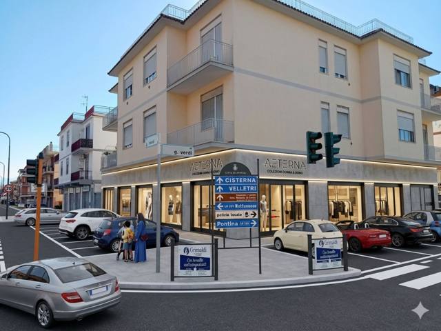 Rendering del negozio di abbigliamento sull’angolo